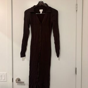 H&M Dark Brown Long Sleeve Dress